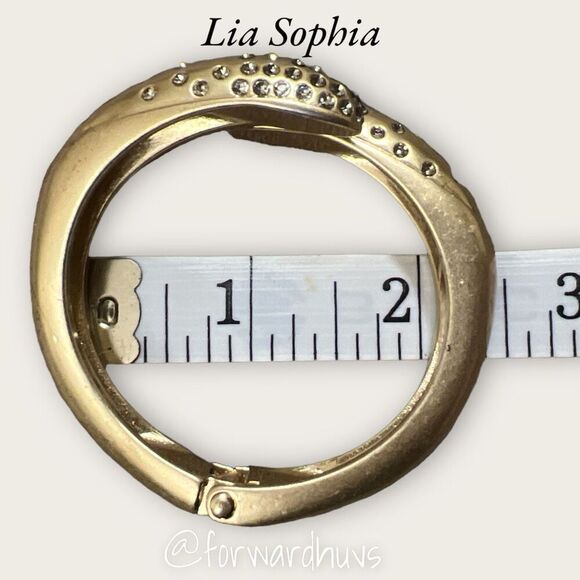 Gold Tone Rhinestone Lia Sophia Hinge Bracelet - Picture 8 of 10